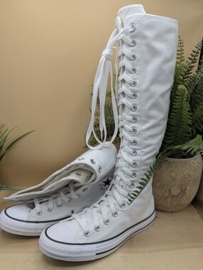 New Converse Chuck Taylor All Star Wms Size 7.5 Knee High White Lace Up Shoes